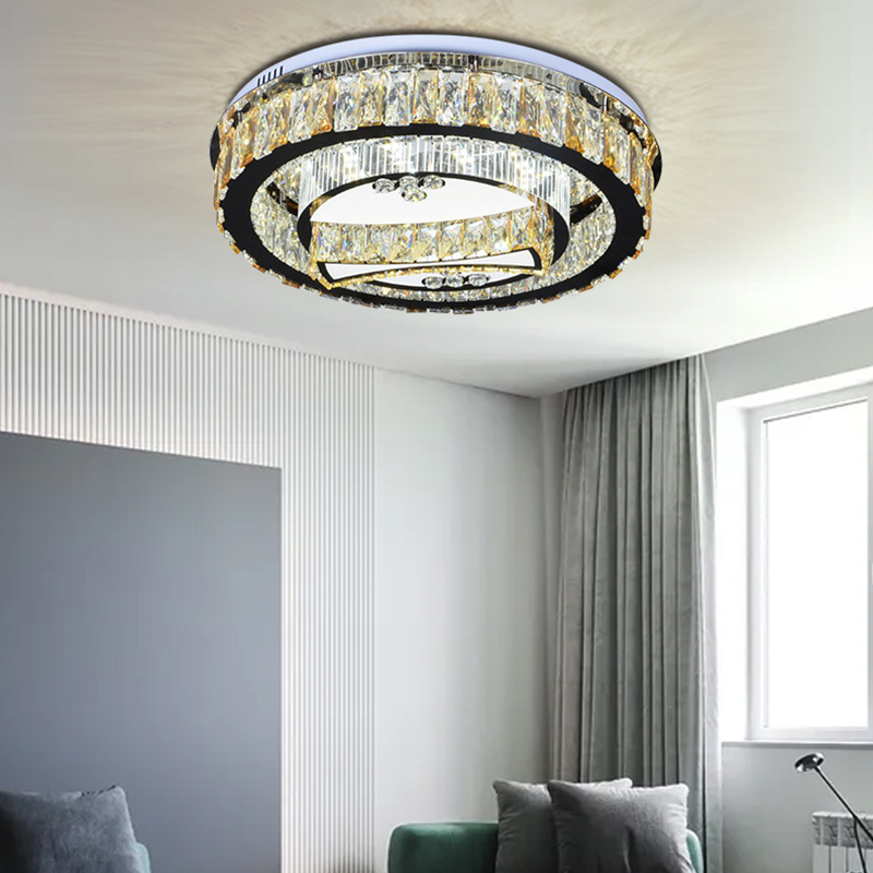Rectangle Crystal Chandeliers Dining Room Modern Ceiling Light Fixtures Hanging Chandelier Pendant Light Living Room Beautiful Fixture Polished Chrome Finish -YF6C0075